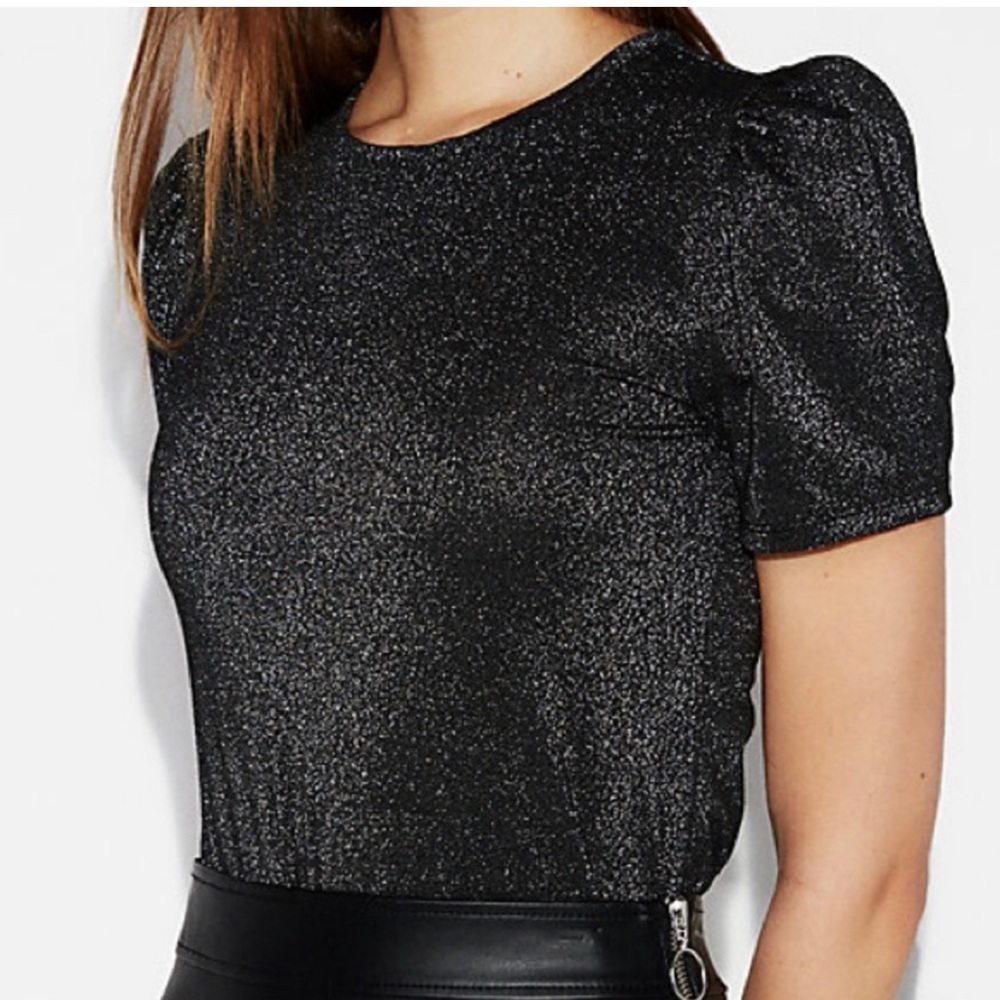 Express sparkle puff sleeve top